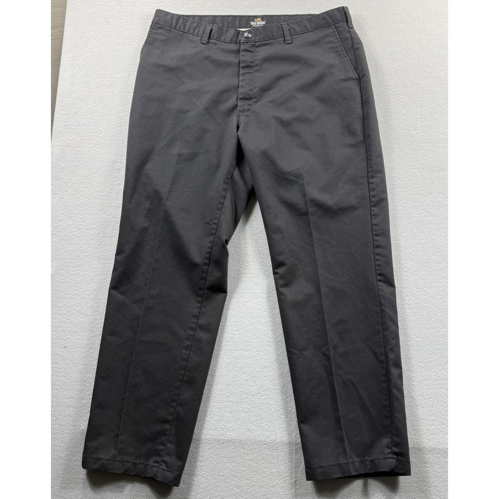 Lee Total Freedom Pants Mens 38x30 Black Relaxed Fit Chino Straight Leg Casual‎